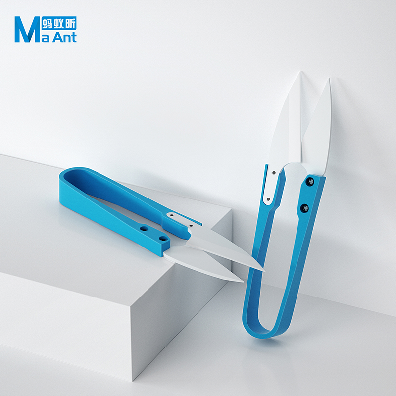 Baby Food Scissors - MaAnt Terisolasi Biru Keramik U-Geser Gunting